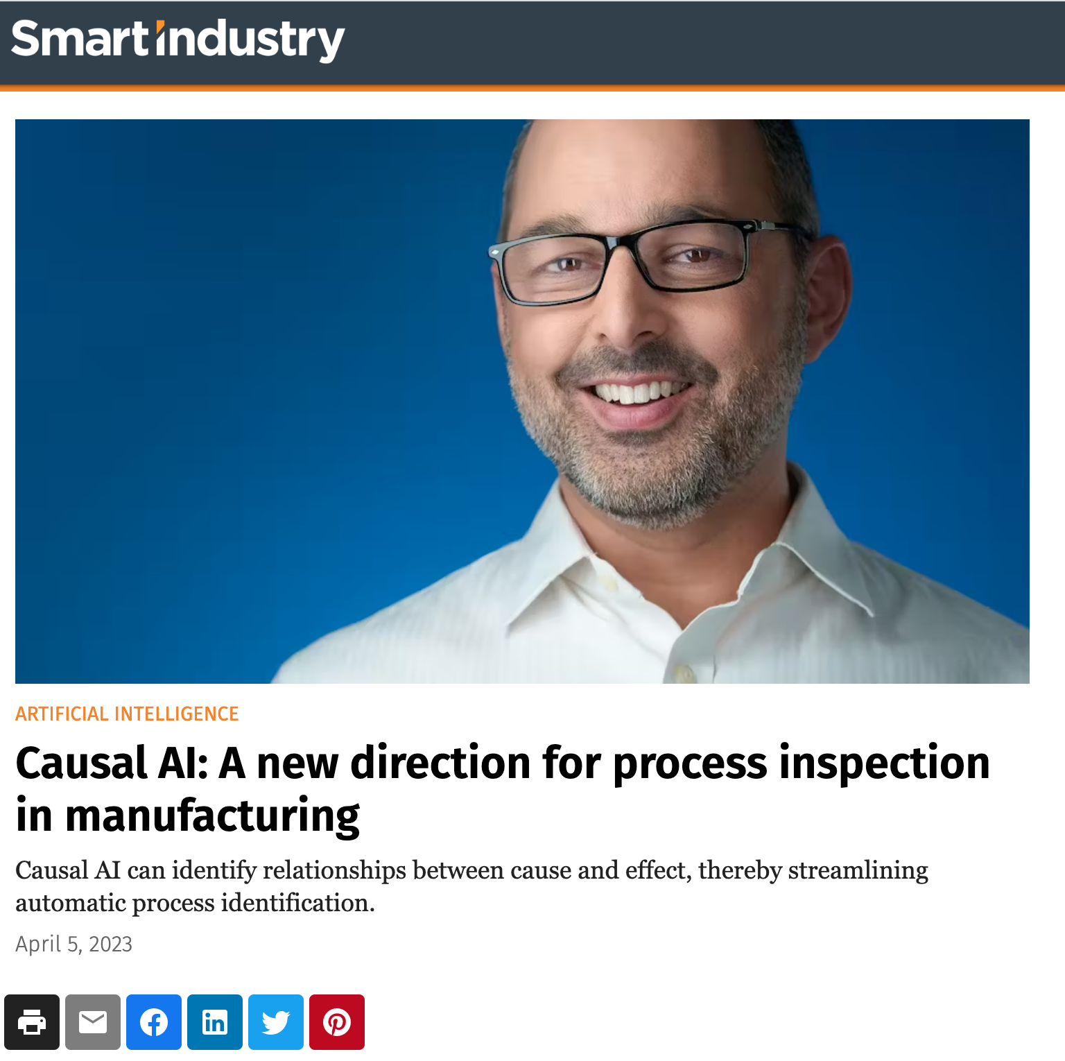 Smart Industry feature article with photo of Leela AI CEO Cyrus Shaoul